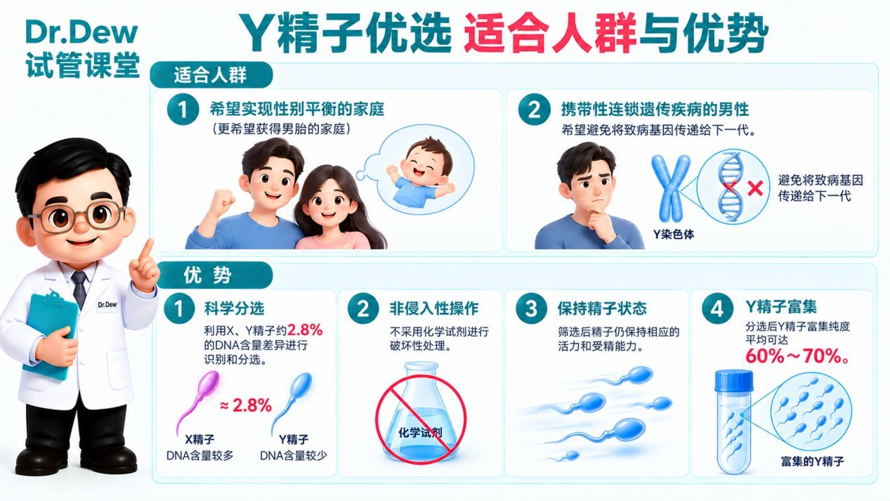 Y精子优选适合人群与技术优势示意图